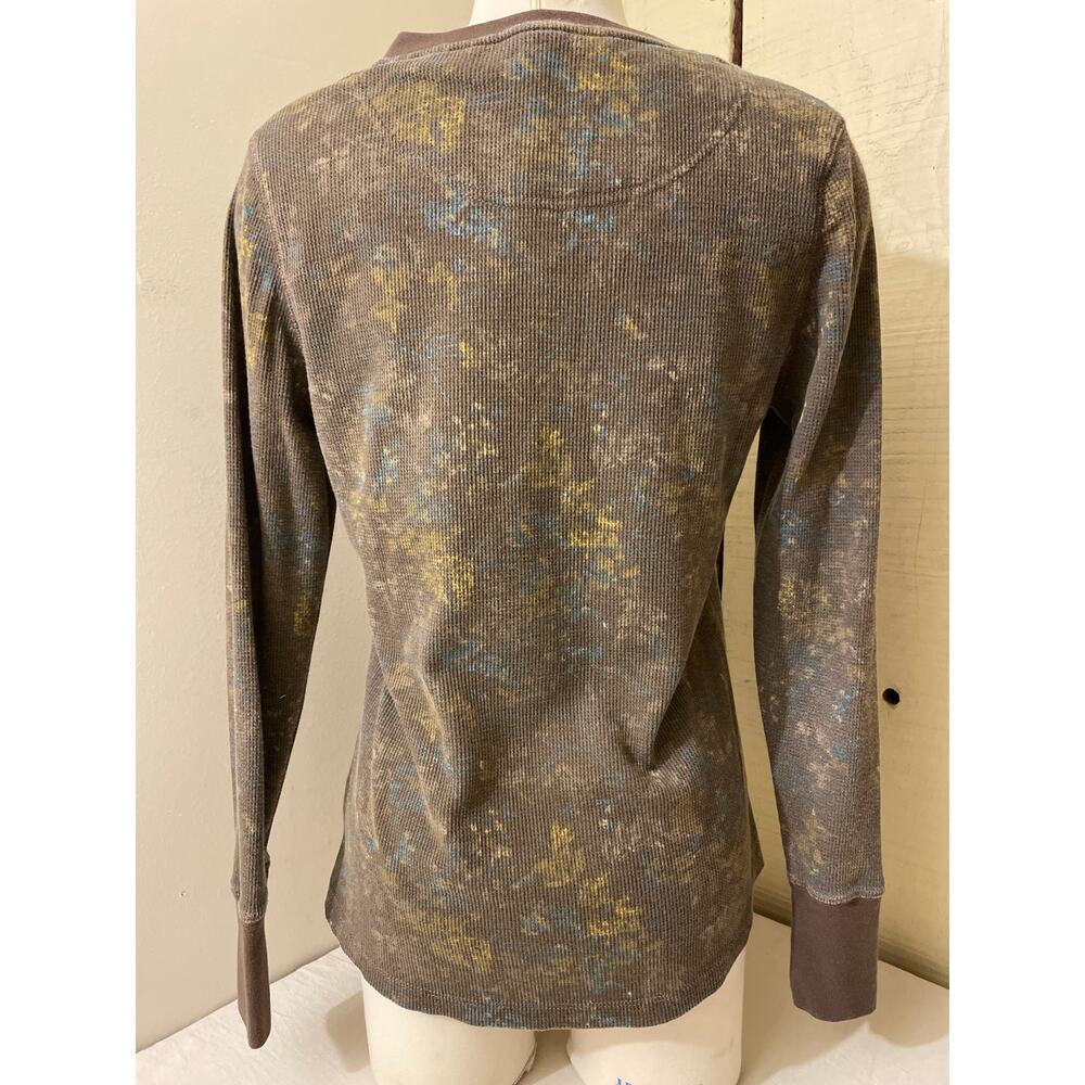 Natural Reflections Women's Size‎ Medium Long Sleeve Waffle Knit Floral Shirt - Picture 2 of 8